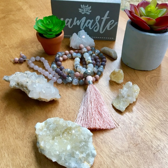 Handmade 108 Bead Tassel Mala Necklace, Crystals - Picture 8 of 8